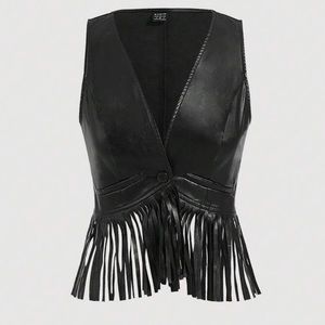 Black pleather cowgirl/western style vest.